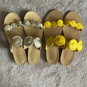 2 Pairs of Jack Rogers Flat Lauren Sandals 9.5 M Yellow Gold